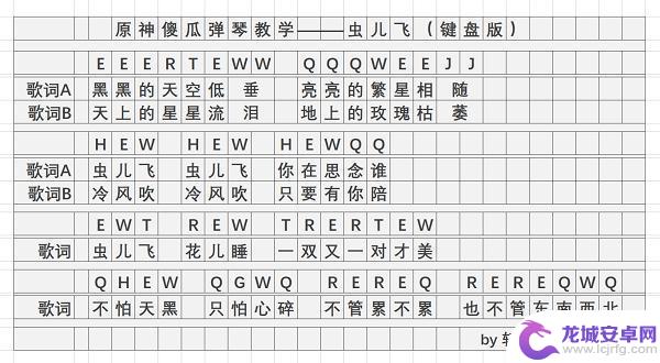 原神琴谱虫儿飞 原神虫儿飞琴谱教程